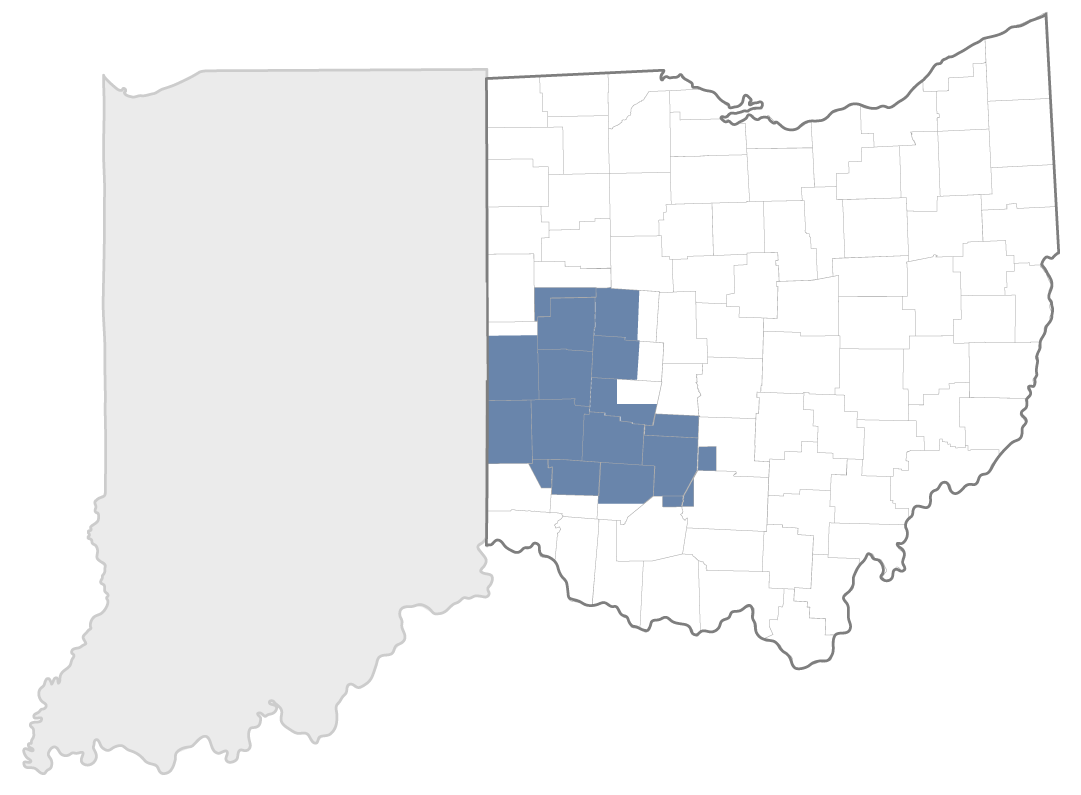 Ohio Service Area map
